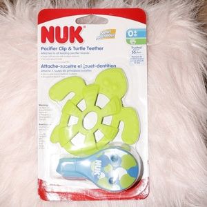 NUK Turtle Teether & Pacifer Clip Blue-BPA Free